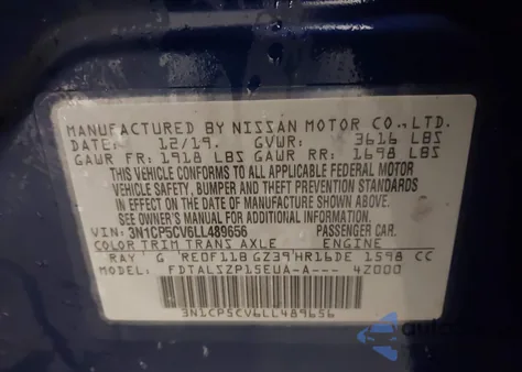 2020 Nissan Kicks Sv Xtronic Cvt из США, поврежденный, VIN 3N1CP5CV6LL489656